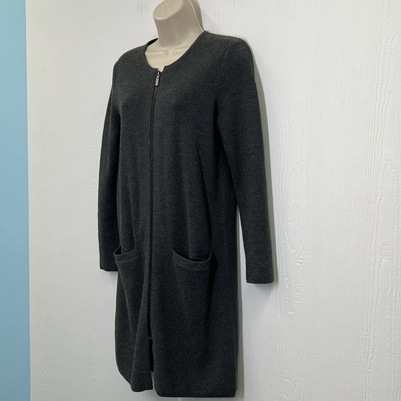 Banana Republic - Dark Gray Knit Long Sleeve Zip Up Pocket Long Sweater Size XS - Picture 5 of 10